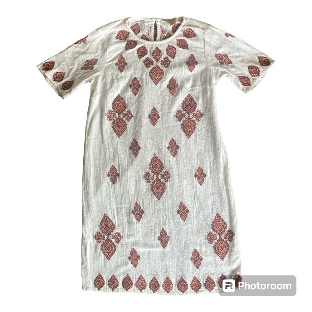 Michael Kors Indian-Inspired Embroidered White Shift Dress, Women’s 4